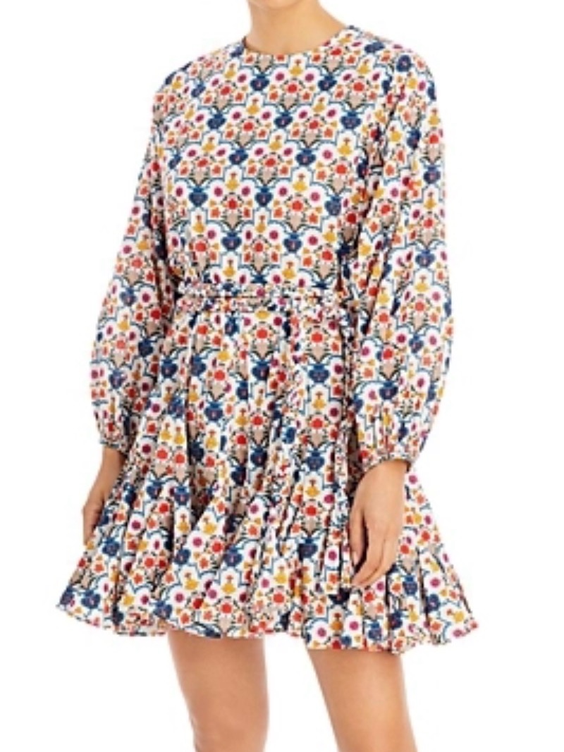 Rhode White Floral Mini Dress With Multicolor Pattern
